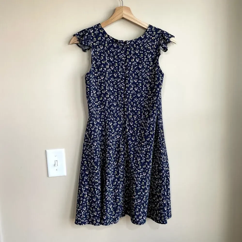 Gap kids floral navy sundress flowy skirt‎ kids size XL (12) rayon cap sleeves